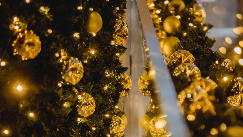 photo of golden holiday lights